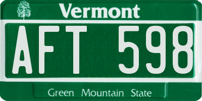 VT license plate AFT598