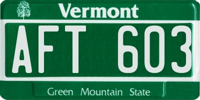 VT license plate AFT603
