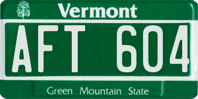 VT license plate AFT604