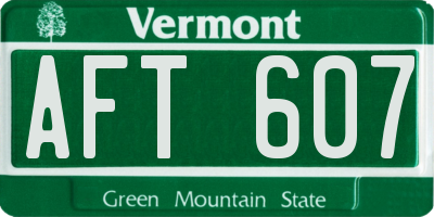 VT license plate AFT607