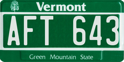 VT license plate AFT643