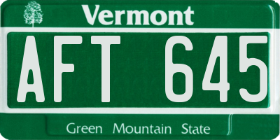 VT license plate AFT645
