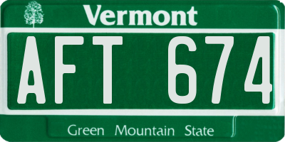 VT license plate AFT674