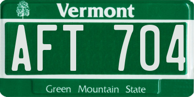 VT license plate AFT704
