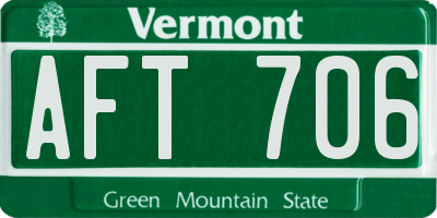 VT license plate AFT706