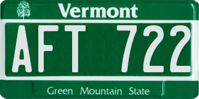 VT license plate AFT722