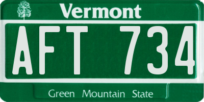 VT license plate AFT734