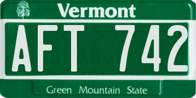 VT license plate AFT742