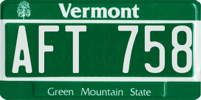 VT license plate AFT758
