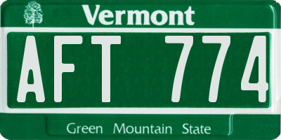 VT license plate AFT774
