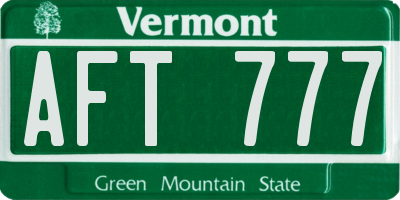 VT license plate AFT777