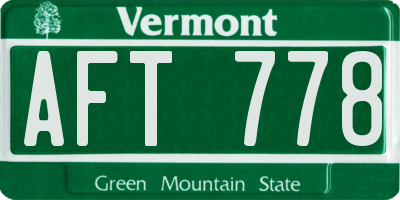 VT license plate AFT778