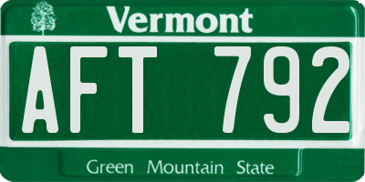 VT license plate AFT792