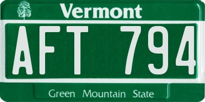 VT license plate AFT794