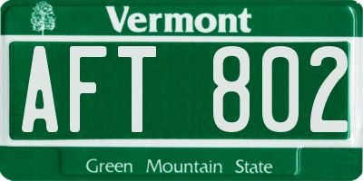 VT license plate AFT802