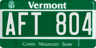 VT license plate AFT804