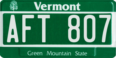 VT license plate AFT807