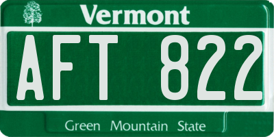 VT license plate AFT822