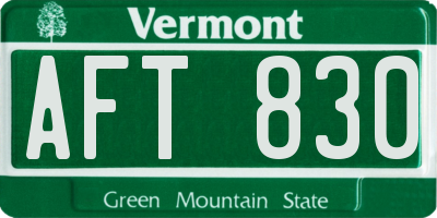 VT license plate AFT830