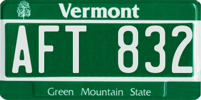 VT license plate AFT832