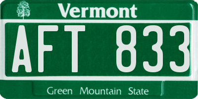 VT license plate AFT833