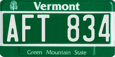 VT license plate AFT834
