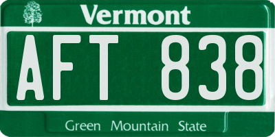 VT license plate AFT838