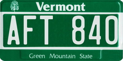VT license plate AFT840
