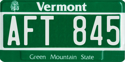 VT license plate AFT845