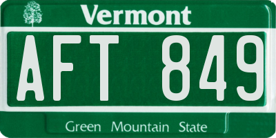 VT license plate AFT849