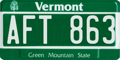 VT license plate AFT863