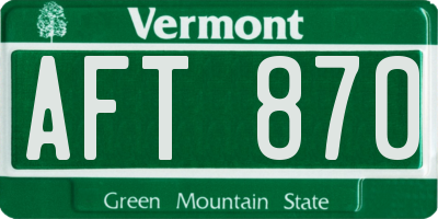 VT license plate AFT870