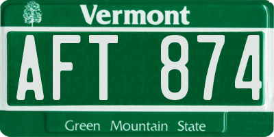 VT license plate AFT874