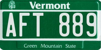 VT license plate AFT889