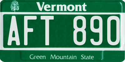 VT license plate AFT890