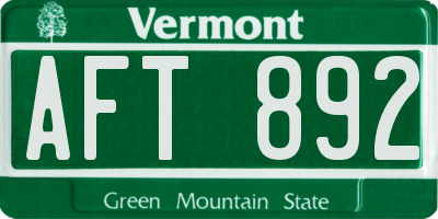VT license plate AFT892
