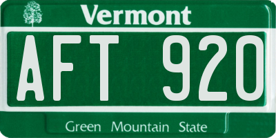 VT license plate AFT920