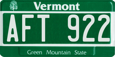 VT license plate AFT922