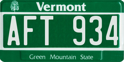 VT license plate AFT934