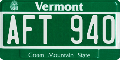 VT license plate AFT940