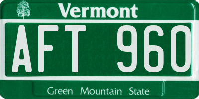 VT license plate AFT960