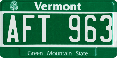 VT license plate AFT963