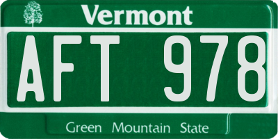 VT license plate AFT978