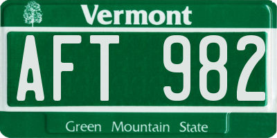 VT license plate AFT982