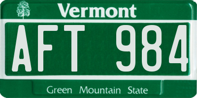 VT license plate AFT984