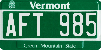 VT license plate AFT985