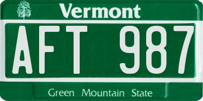 VT license plate AFT987