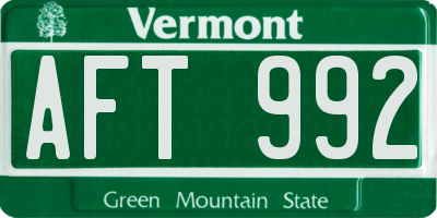 VT license plate AFT992