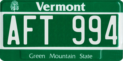 VT license plate AFT994
