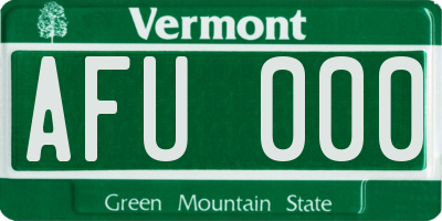 VT license plate AFU000